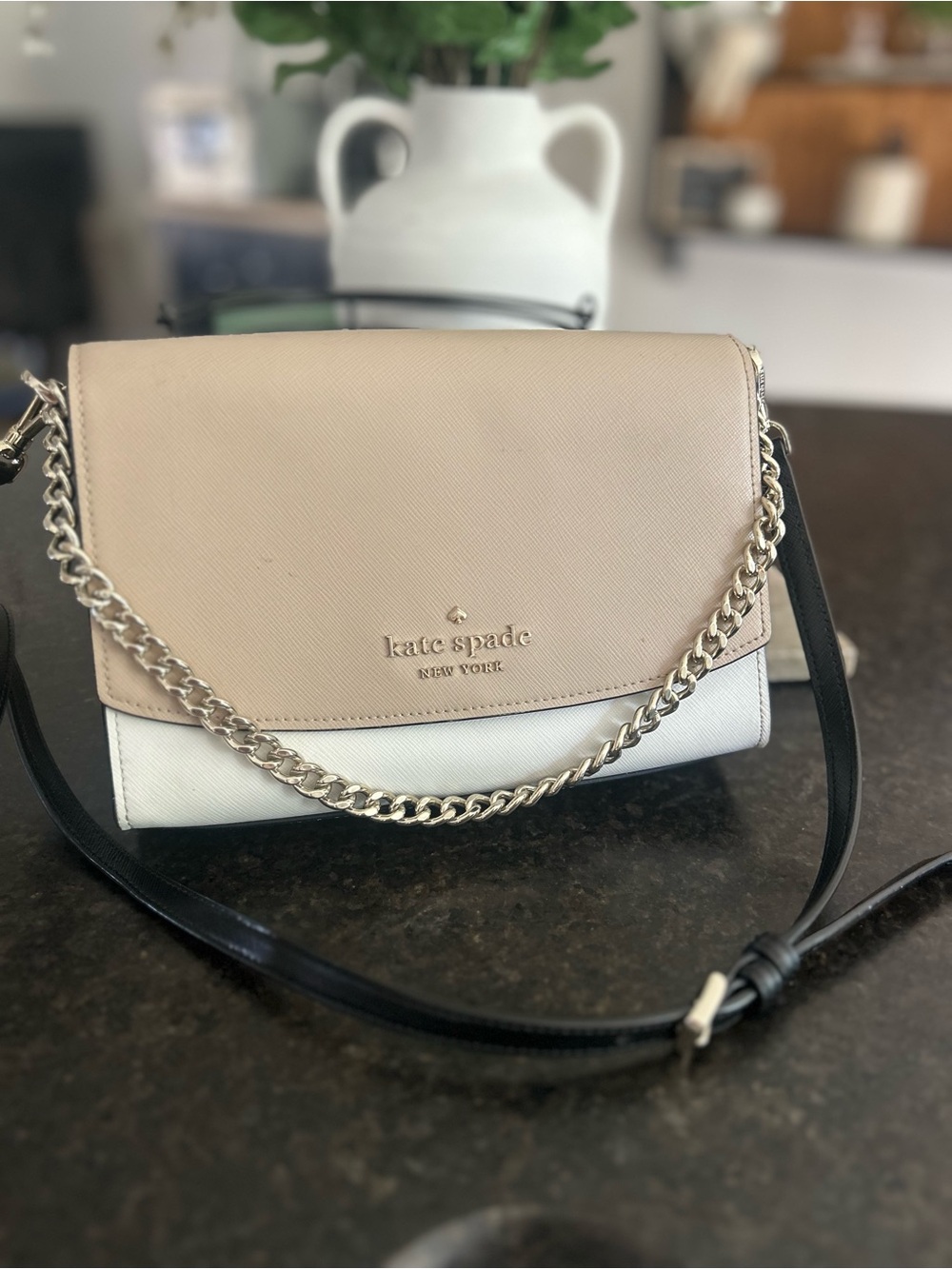 kate spade Two-Tone Blush and White Chain Strap Crossbody